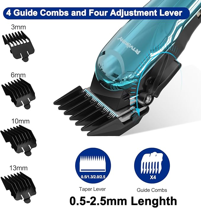 Quiet Dog Grooming Kit - 2000mAh Dog Clippers for Grooming Dog Grooming Clippers for Heavy Thick Hair Coats Waterproof Rechargeable Cordless Clippers Safe and Easy to Clean Home Pet Grooming