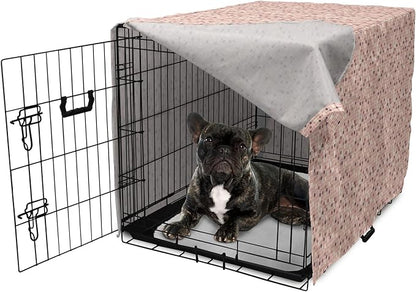 Lunarable Dusty Rose Dog Crate Cover, Square Shapes Mosaic Tile Design Rows in Retro Tones Geometrical Colorful, Easy to Use Pet Kennel Cover for Cats & Medium Dogs, 24 Inch, Rose Peach Plum