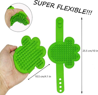 KIRTI PET Grooming Massage Brush for Dogs Cats, Shampoo Bathing Combing and Deshedding Silicone Brush, Soft Rubber Soothing Slicker Bristles with Adjustable Strap B104
