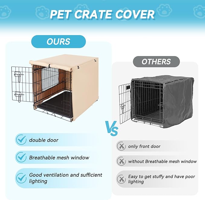 X-ZONE PET 30" Dog Crate Cover for Indoor/Outdoor - Heavy Duty Polyester Pet Kennel Cover Fits for Wire Dog Cage Beige
