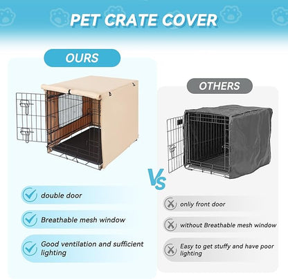 X-ZONE PET 30" Dog Crate Cover for Indoor/Outdoor - Heavy Duty Polyester Pet Kennel Cover Fits for Wire Dog Cage Beige