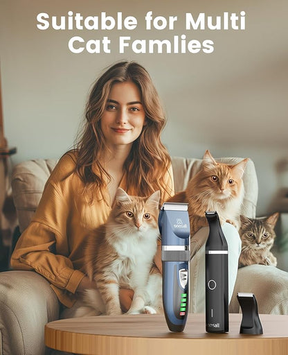 oneisall Cat Clippers and Paw Trimmer 3 in 1,Cat Grooming Kit,Cat Clippers for Matted Hair,Cordless Cat Shaver for Matted Long Hair,2 Speed Cat Hair Trimmer,Pet Clippers for Cats and Small Dogs