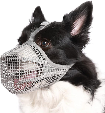 Crazy Felix Dog Muzzle, Soft Mesh Muzzle for Small Medium Large Dogs Labrador German Shepherd, Breathable Adjustable Muzzles for Biting, Chewing, and Scavenging, Allows Panting and Drinking(Grey, XS)
