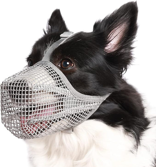 Crazy Felix Dog Muzzle, Soft Mesh Muzzle for Small Medium Large Dogs Labrador German Shepherd, Breathable Adjustable Muzzles for Biting, Chewing, and Scavenging, Allows Panting and Drinking(Grey, XS)