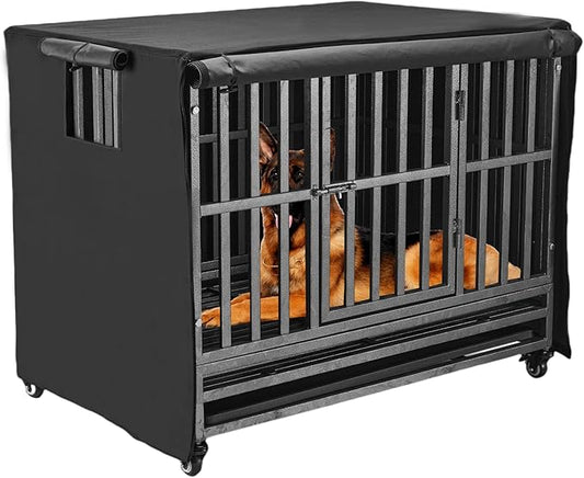 42 inch Heavy Duty Dog Crate Covers Durable 600D Polyester Insulated Dog Kennel Cover Soundproof Windproof Rainproof Shading Fit for Wire Dog Cage Covers with Breathable Side Window ( ONLY COVER)