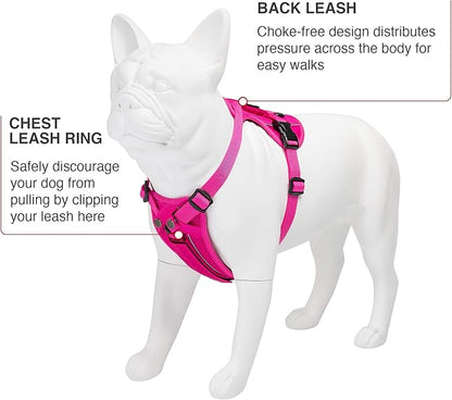 Voyager Freestyle 4-in-1 Dog Harness - Patent Pending Adjustable Webbing Harness with Removable Padding for Small to Large Dogs by Best Pet Supplies - Fuchsia, S