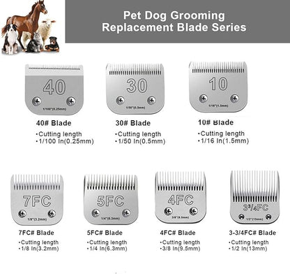 5PCS Dog Grooming Blades Compatible with Andis,Oster A5,Wahl km10 Dog Clippers,Detachable Dog Clipper Replacement Blade for Dog Cat Horse Animal,Size:5PCS -#10+30+4FC+5FC+7FC