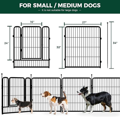 FXW Rollick Dog Playpen for Yard, RV Camping, 32 inch 16 Panels for Small and Medium Dogs│Patented