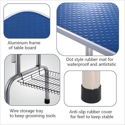 46" Dog Grooming Table, Folding Pet Grooming Table With Arm & Nosse & Mesh Tray For Bathing, Trimming, Drying, Grooming, Maximum Capacity Up To 330 Lbs