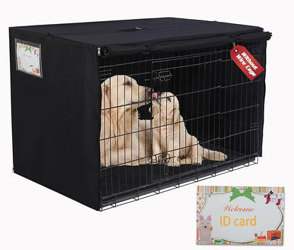 HiCaptain Polyester Dog Crate Cover - Heavy Duty Windproof Pet Kennel Cover for Wire Crate Indoor Outdoor Protection 54 Inches XXL (Black)