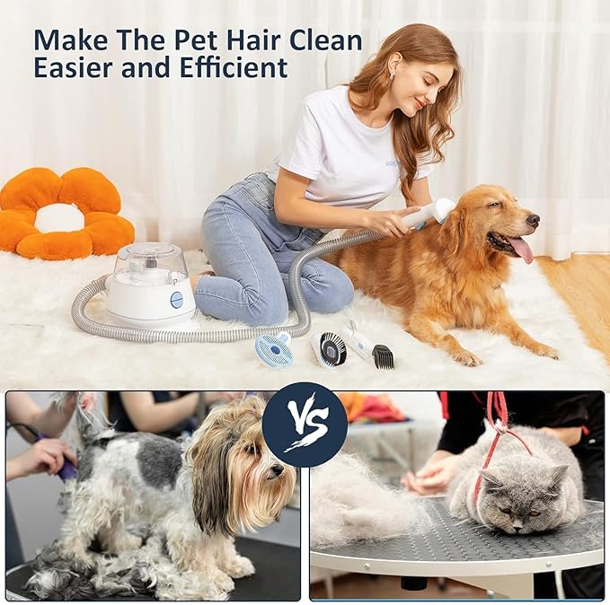 Pet Grooming Vacuum,Pet Grooming Kit & Vacuum Suction 99% Pet Hair,Dog Vacuum for Shedding Grooming,Pet Grooming Vacuum for Dogs&Cats,5 in-1 Pet Grooming Kit,Dog Hair Remover
