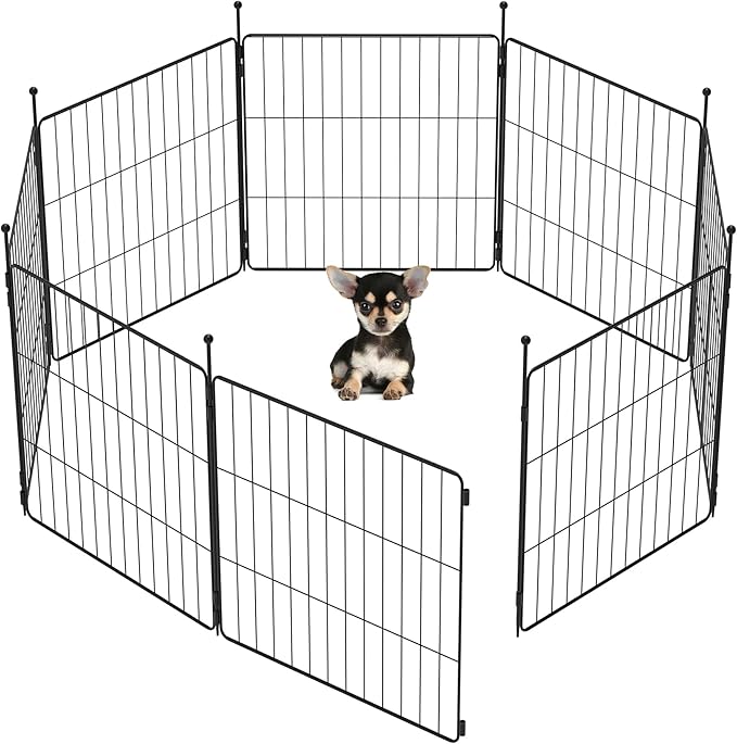 FXW MiniPaws Dog Playpen for Yard & RV Camping, Expandable 24-inch 8 Panels for Puppies and Small Dogs, Portable for Indoor and Outdoor Use