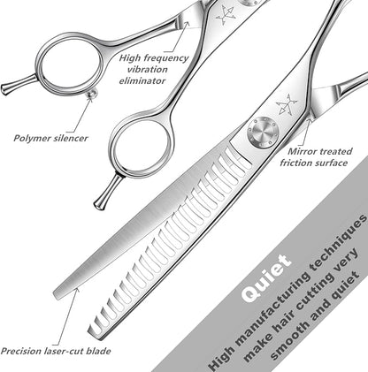 High-end Professional Dog Grooming Thinning Scissors Teeth Blending Shears Pet Texturizing Thinner Blender Shears 7 Inch Extremely Sharp Stainless Steel Alloy For Cat Horse And Other Animals