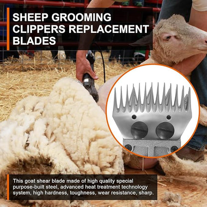 Sheep Grooming Clippers Replacement Blades Compatible with Oster/Lister/Heiniger/GDJOB/BEETRO/Dragro/TAKEKIT Sheep Clippers for Thick Coat Animals,Made of Stainless Steel (13 Tooth(2 PCS))