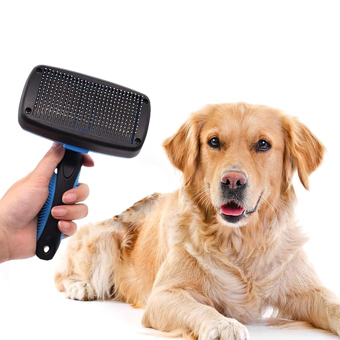 Self Cleaning Slicker Brush for Dog, Cats, Skin Friendly Deshedding Grooming Tool for Dogs & Cats, Suitable for Shedding & Haired Pets, with Pet Supplies Accessories, Blue