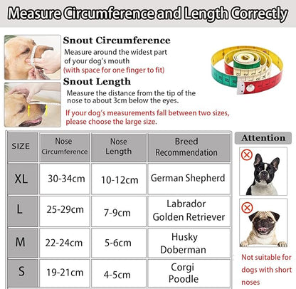 Large Dog Muzzle, Muzzle for Large Dogs to Prevent Eating/Chewing/Biting, Breathable Reflective Adjustable Medium Dog Accessories Dog Muzzle (Grey, XL)