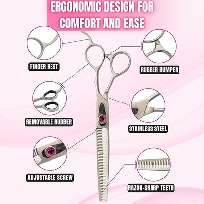 Kenchii Love Dog Grooming Scissors, 46 Tooth Thinning Shears, Dog Scissors for Grooming, Professional Pet Grooming Scissors, Heavy Duty, Durable and Sharp