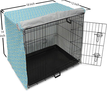 Lunarable Yellow and Blue Dog Crate Cover, Graphic Daisies Chamomiles Summer Nature Pattern with Dots, Easy to Use Pet Kennel Cover for Small Dogs Puppies Kittens, 18 Inch, Aqua Marigold White