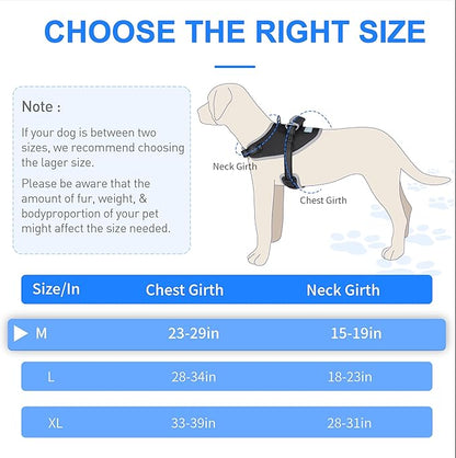 Reflective Tactical Vest Harness, Heavy-Duty for Large Dogs, Adjustable with Handle, Ideal for Training, Hunting, Walking - Black, Medium.