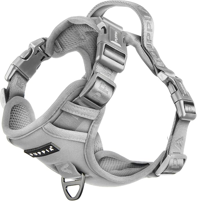 Puppia Jarek Dog Harness H Comfortable Sturdy Handle Adjustable Neck and Chest for Small and Medium Dogs - Grey - XL