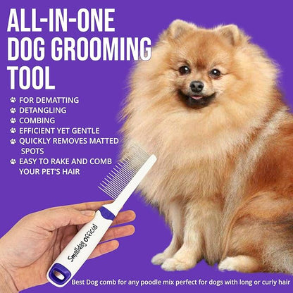 Tangles Be Gone Steel Metal Dog Comb for Brushing Small and Toy Breed Dogs, to Groom and Remove Debris and Mats, from Fur and Coat