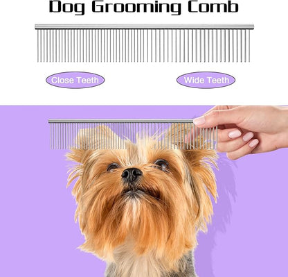 Premium Dog Grooming Scissors with Safety Round Tips, 5 in 1 Dog Grooming Scissors Kit, 4CR Stainless Steel Premium Pet Grooming Shears for Dog, Sharp and Durable, Blue