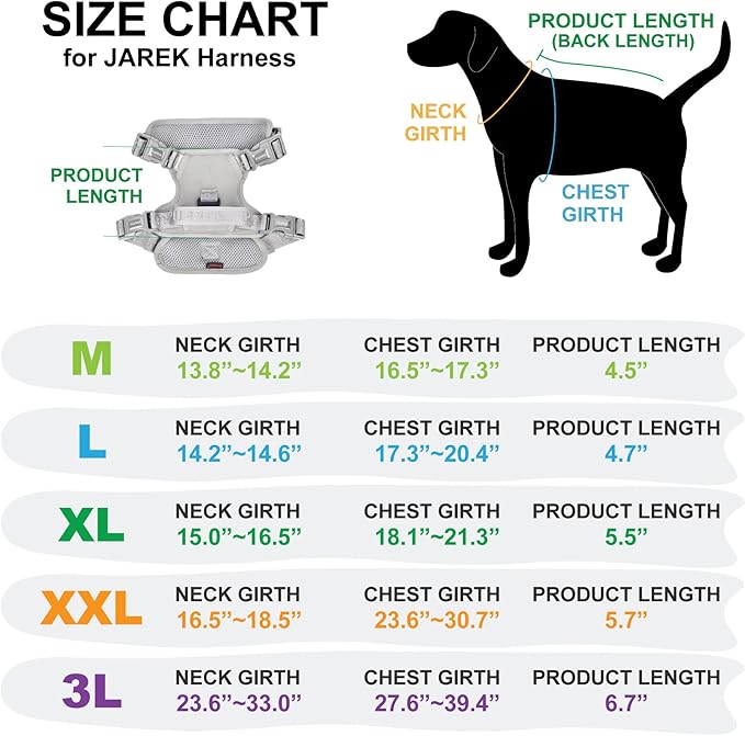 Puppia Jarek Dog Harness H Comfortable Sturdy Handle Adjustable Neck and Chest for Small and Medium Dogs - Grey - XL