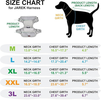 Puppia Jarek Dog Harness H Comfortable Sturdy Handle Adjustable Neck and Chest for Small and Medium Dogs - Grey - XL
