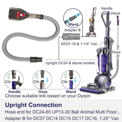 Groom Tool as Dyson Dog Hair Vacuum Attachment for V6 V7 V8 V10 V11 V12 V15 DC07-DC65 UP13-UP30 Ball Animal..., Pet Hair Attachment Grooming Brush Kit Long Extension Hose Adapters