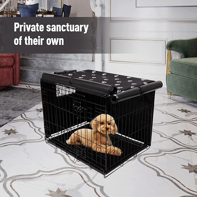 Dog Crate Cover for Wire Cages 24 30 36 42 48 Inch Outdoor Pet Kennel Cover Machine Wash & Dry (Cover Only) (48 Inch Crate Cover (48"x30"x33"))