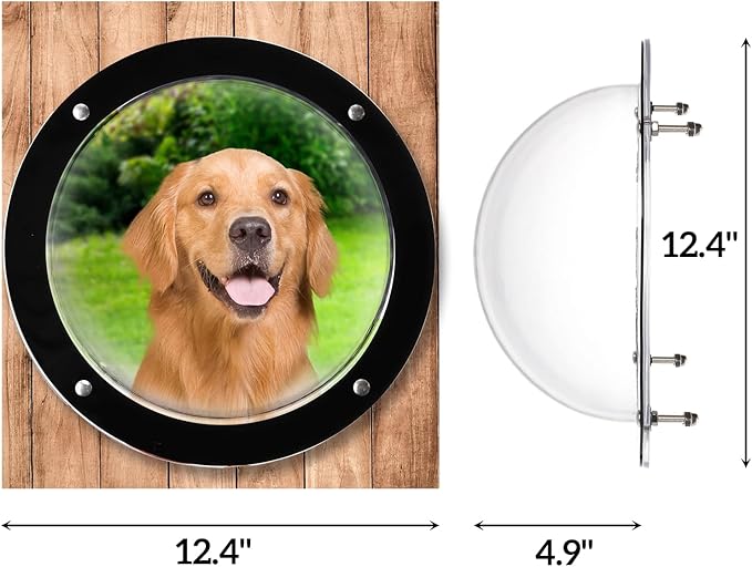 Goaste 2 Pack Dog Fence Window, 12.4 Inch Clear Pet Dome, Durable Plastic Pet Peek Windows Playground, Doggie Fence Safe Domes, Pets Supply for Dog Cat Horse, 12.4 x 4.9 Inch