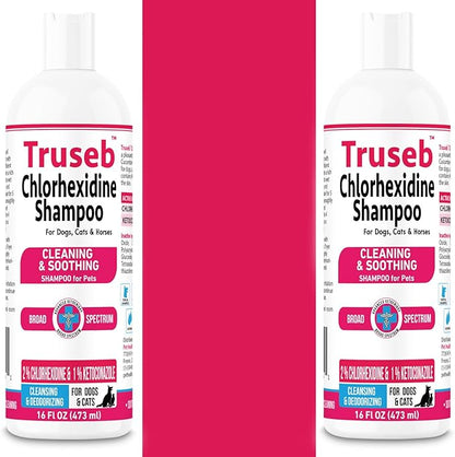 Truseb Topical Ketoconazole and Chlorhexidine Shampoo for Dogs, Cats, and Horses with Aloe - 32 oz (Ketoconazole & Chlorhexidine Shampoo, 32 oz)