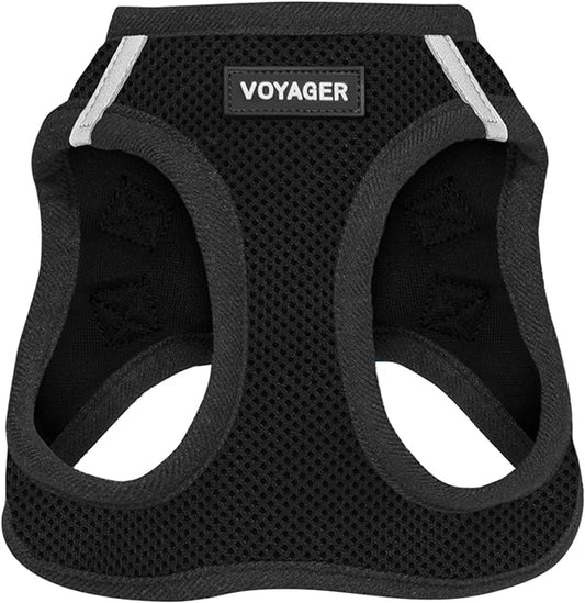 Voyager Step-in Air Dog Harness - All Weather Mesh, Reflective, No Pull Harness for Small, Medium Dogs, Cats - Secure with Hook & Loop Fastener, Buckle, Double D-Rings - Black, XXS