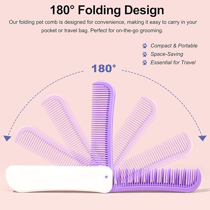 Foldable Dual-Head Puppy Brush, Small Dogs Interchangeable Combs Soft Bristles Portable Grooming Tool, Fit for Yorkie Shih Tzu Maltipoo Maltese (Green)
