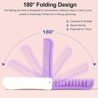 Foldable Dual-Head Puppy Brush, Small Dogs Interchangeable Combs Soft Bristles Portable Grooming Tool, Fit for Yorkie Shih Tzu Maltipoo Maltese (Green)