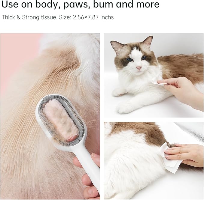 Pet Cotton Tissue for Pet Cleaning Brush Cats Dogs Wipes for Pet Paw Eye Stains Ear Coat Extra Strong Soft Portable