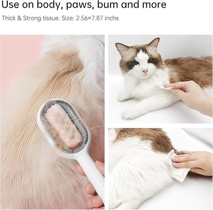 Pet Cotton Tissue for Pet Cleaning Brush Cats Dogs Wipes for Pet Paw Eye Stains Ear Coat Extra Strong Soft Portable