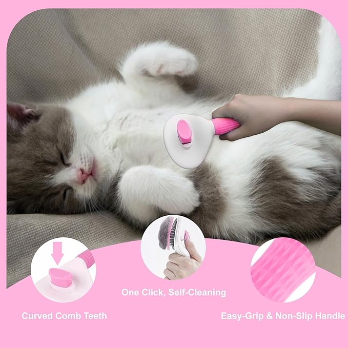 Pet Grooming Kit: Slicker Brush, Dematting Rake, Nail Clipper, Shedding Gloves, and Bag for Dogs and Cats