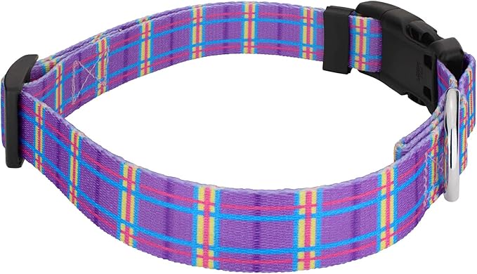 Country Brook Petz - Deluxe Grape Plaid Dog Collar - Made in The U.S.A. - Plaid and Argyle Collection Featuring Charming Designs (1/2 Inch, Extra Small)