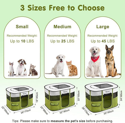 Dog Playpen, Portable Pet Playpen Cat PlayPen, 600D Oxford Dog Kennel Tent Crate, Waterproof&Breathable, Indoor Outdoor Travel Camping Use for Medium/Large Breed with Carrying Case+Folding Bowl(L)