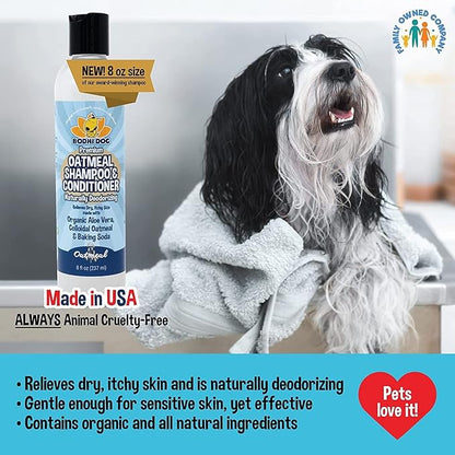 Bodhi Dog Baby Powder Scented Cat & Dog Cologne 4oz + Oatmeal Dog Shampoo & Conditioner for Pet Grooming 8oz | Moisturizing Dog Shampoo for Sensitive Skin | Deodorizing Cat and Dog Grooming Bundle