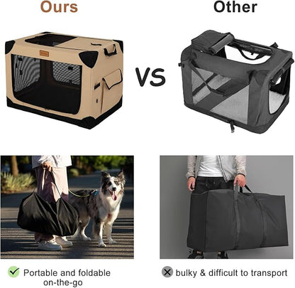 Soft Dog Crate for Medium Dogs, 4-Door Foldable Collapsible Dog Crate with Soft Sides, Indoor & Outdoor Travel Dog Kennel