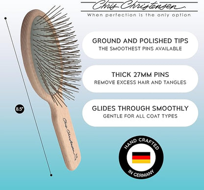 Chris Christensen Brush & Comb Bundle - Big K Slicker, 000 7.5 in Greyhound Style Fine/Coarse Comb, 27mm Original Series - Groom Like a Professional, Made in USA