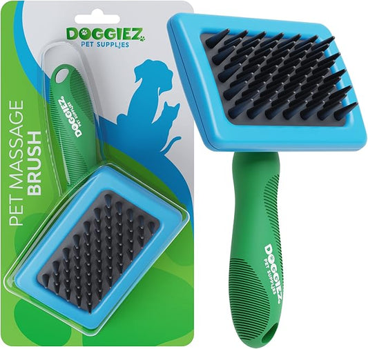Silicone Bristle Brush for Pet Grooming - Cat and Dog Massage Brush for Short & Long Hair