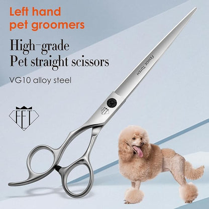 Dog Grooming Scissors: 7.5" Left Handed Pet Shears Made Of Advanced Stainless Steel Alloy for Trimming Dogs Cats and Other Pets Face and Paws