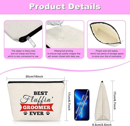 Thank You Gift Dog Groomer Gift for Women Pet Groomer Gift for Dog Stylist Makeup Bag Dog Hairdresser Cosmetic Bag Dog Groomer Gift for Dog Grooming Hair Stylist Best Groomer Ever Gift for Dog Salon