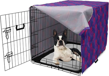 Lunarable Myth Dog Crate Cover, Pattern with Unicorn Silhouettes in Ombre, Easy to Use Pet Kennel Cover for Small Dogs Puppies Kittens, 22 Inch, Indigo Magenta