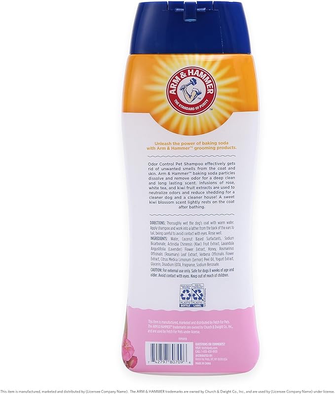 Arm & Hammer for Pets Super Deodorizing Shampoo for Dogs | Best Odor Eliminating Dog Shampoo | Great for All Dogs & Puppies, Fresh Kiwi Blossom Scent, 20 oz, 6-Pack