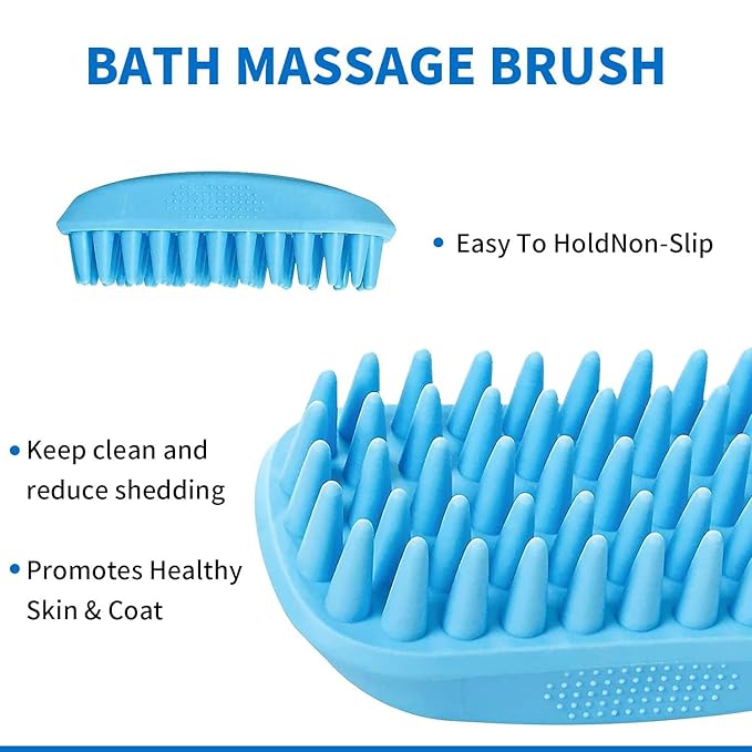 Dog Bath Brush Scrubber Pet Bath Brush Puppy Dog Soap Scrubber for Short Long Haired Dogs and Cats Grooming Cleaning
