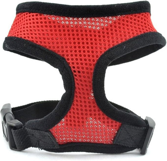 Pet Puppy Dog Cat No Pull Tug Collar Harness Safe Control Easy Soft Mesh Nylon Adjustable Vest Walking Harness (Medium, Red)